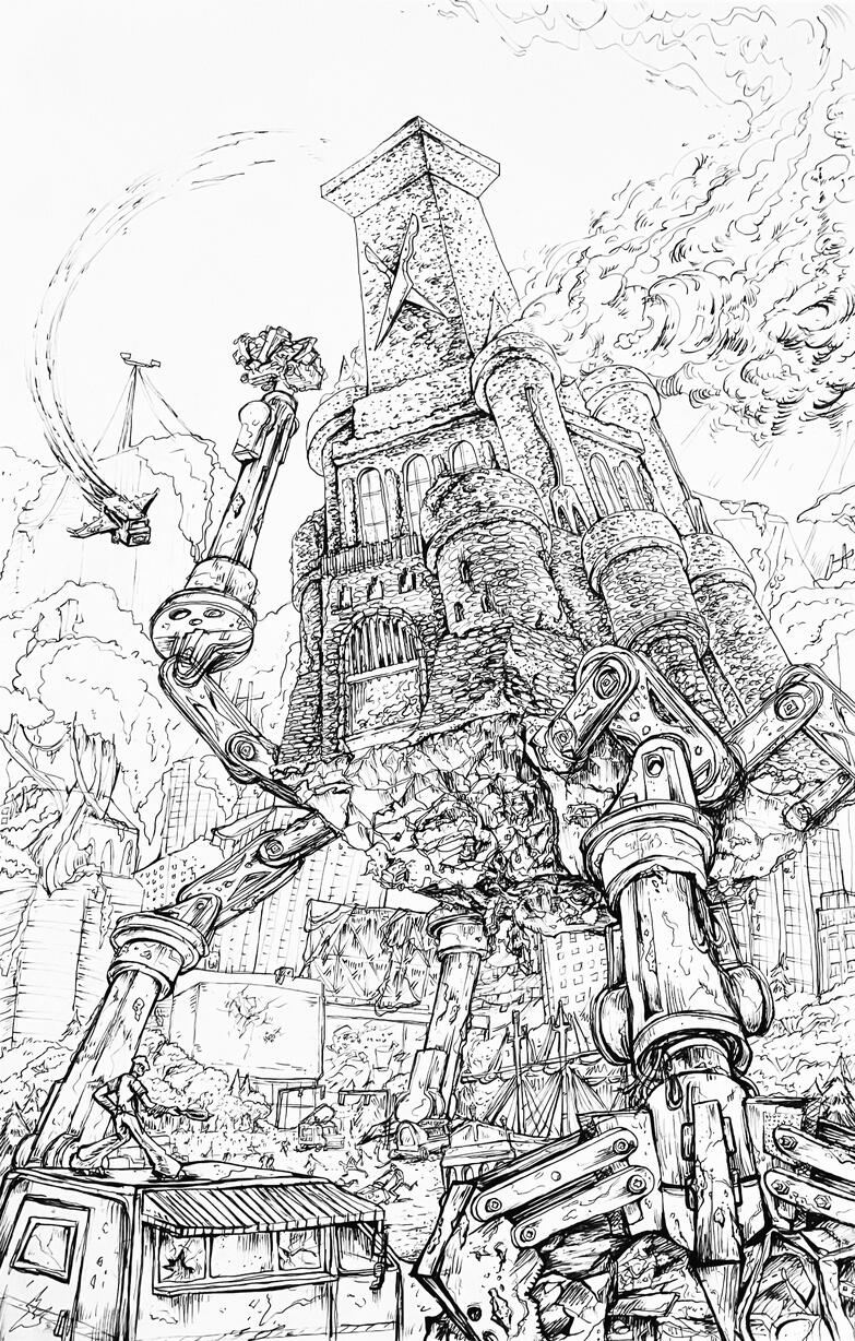 The Flying Pig: Final Battle (Lineart)